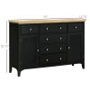 HOMCOM Modern Sideboard Buffet Cabinet Rubberwood Top Adjustable Shelves Black for Kitchen Living Room