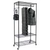 Oceanstar Garment Rack with Adjustable Shelves with Hooks, Black