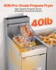 Commercial Deep Fryer Free Standing Propane Fryer 3-Burner Dual Basket 90,000BTU