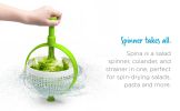 Spina | Easy-To-Use Salad Spinner  Lettuce Spinner | Colander with Collapsible Handle |  Green