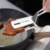 Stainless Steel Steak Clip Pancake Barbecue Spatula Clip BBQ Tongs Frying Fish Spatula Clip Bread Clip Household Kitchen Tool