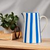 (4 Pack)8.5" Blue Stripe Ceramic Pitcher Vase