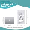Pack of 1000 Plain Top Ice Bags with Twist Ties 9 x 18. Pure Ice Printed Bags 9x18. Thickness 1.5 mil. 5 lbs. BPA Free Food Grade Safe Plastic Ice Bag