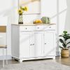 HOMCOM Sideboard Buffet Cabinet, 3-Doors Kitchen Cabinet, Coffee Bar Storage with 3 Drawers, Adjustable Shelf for Living Room and Hallway, White