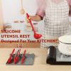 Silicone Utensil Rest With Drip Pad For Multiple Utensils; Heat-Resistant; Spoon Rest & Spoon Holder For Stove Top; Home Kitchen Items