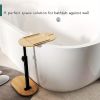 Bamboo Bathtub Tray Table Bath Side Table with Metal Base Adjustable Height
