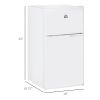 HOMCOM 3.2 Cu.Ft Double Door Mini Fridge with Freezer Adjustable Shelf Thermostat Reversible Door White