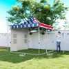 Outsunny 10' x 10' Heavy Duty Pop Up Canopy Tent with Sidewall, UPF50+ Instant Sun Shelter with Storage Pockets, American Flag
