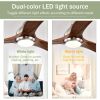 52" Solid Wood Blades Ceiling Fan With Light with Remote Control, Noiseless Reversible Motor, 6 Speed ,3 Color , for Patio Living Room, Bedroom