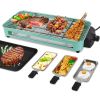 2000W Electric Indoor Grill 2 in 1 Electric BBQ Gill with Grill Net Removable Plate 5 Temperature Control 3 Small Trays Dishwasher Safe