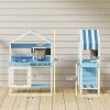 Qaba Wooden Mud Kitchen for Kids Outdoor with Sink, Faucet, Water Tank, Storage Shelves, Accessories for Boys and Girls, Blue