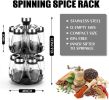 12 Glass Jar Bottles Set Revolving Spice Rack Organizer Storage for kitchen, Spice Stand Holder