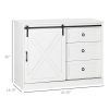 HOMCOM Farmhouse Kitchen Sideboard, Buffet Cabinet with Sliding Barn Door and 3 Storage Drawers for Living Room, White