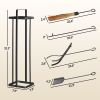 Outsunny 5 Piece Metal Fireplace Tools Set with Brush Broom, Poker, Shovel, Tongs, and Stand for Indoor or Outdoor, Black
