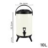 SOGA 10L Stainless Steel Insulated Milk Tea Barrel Hot and Cold Beverage Dispenser Container with Faucet White
