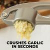 High quality garlic press with soft easy squeeze ergonomic handle, sturdy design extracts more cloves per clove, garlic crusher for nuts and seeds, pr