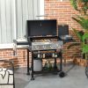 Outsunny Propane Gas Grill 4+1 Burner 40000 BTU BBQ Trolley with Warming Rack Shelves Bottle Opener Thermometer