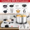 2000W Electric Infrared Dual Burner Portable Heating Hot Plate Stove Countertop RV Hotplate with 7.5' & 6.3' Glass Cooktop Stepless Temperature Adjust