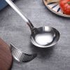2 In 1 Soup Spoon, Long Handle Home Ladle Strainer, Stainless Steel Cooking Colander Porridge Scoop