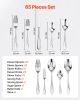 65-Piece Silverware Set Stainless Steel Cutlery Flatware Utensil Kitchen for 12