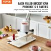 VEVOR Commercial Burger Patty Maker, 3 Convertible Mold(2/4/5-inch) Manual Beef Patty Maker, 1.5KG Large-Capacity Hopper Hamburger Press Machine