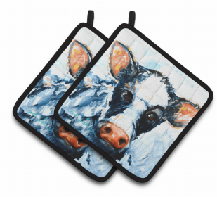 holCow Pair of Pot Holders (Color: Cow Lick, size: 7.5 x 7.5)