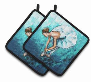 Ballet Pair of Pot Holders (Color: Ballet Early Pratice, size: 7.5 x 7.5)