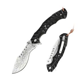 Outdoor Knife Folding With Sandalwood Handle (Color: Black)
