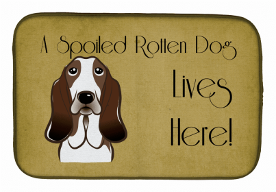 Spoiled Dog Lives Here Dish Drying Mat (Color: Basset Hound, size: 14 x 21)