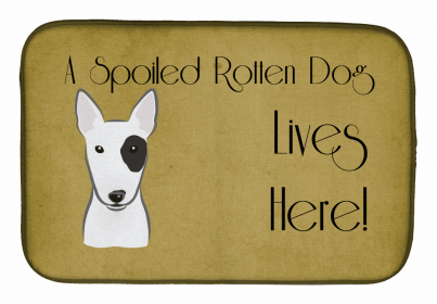 Spoiled Dog Lives Here Dish Drying Mat (Color: Bull Terrier, size: 14 x 21)