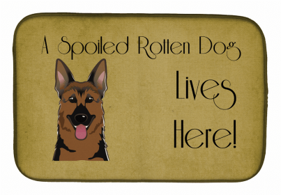 Spoiled Dog Lives Here Dish Drying Mat (Color: German Shepherd, size: 14 x 21)