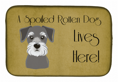 Spoiled Dog Lives Here Dish Drying Mat (Color: Schnauzer, size: 14 x 21)