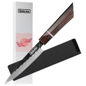 Qulajoy 8 Inch Japanese Chef Knife, Professional Hand Forged High Carbon Steel Kitchen Chef Knife,Cooking Knife With Ebony Handle (Option: Utility)