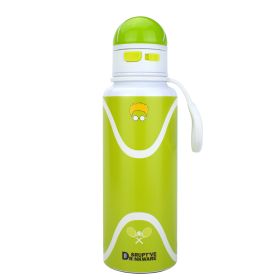 Tennis Pattern Straw Lid Water Bottle; Flip & Sip Double Stainless Steel Thermal Insulation; Sports Bottle; Outdoor Mug (Capacity: 34 OZ)