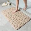 Memory Foam Bath Rug, Cobblestone Embossed Bathroom Mat, Rapid Water Absorbent And Washable, Non-Slip, Thick, Soft And Comfortable