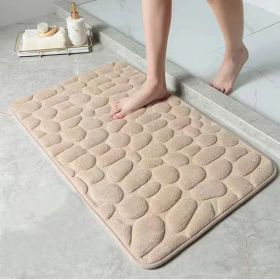 Memory Foam Bath Rug, Cobblestone Embossed Bathroom Mat, Rapid Water Absorbent And Washable, Non-Slip, Thick, Soft And Comfortable (Color: Camel, size: 40*60cm)