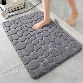 Memory Foam Bath Rug, Cobblestone Embossed Bathroom Mat, Rapid Water Absorbent And Washable, Non-Slip, Thick, Soft And Comfortable (Color: Grey, size: 40*60cm)