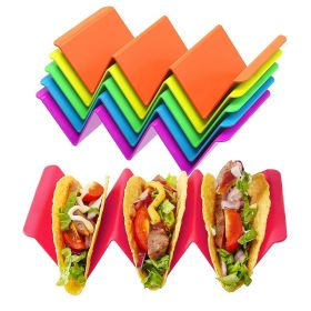 1pc/6pcs Colorful Taco Holder Stands - Premium Large Taco Tray Plates Holds Up To 3 Or 2 Tacos Each; PP Health Material Very Hard And Sturdy; Dishwash (Color: 1pc Yellow)