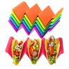 1pc/6pcs Colorful Taco Holder Stands - Premium Large Taco Tray Plates Holds Up To 3 Or 2 Tacos Each; PP Health Material Very Hard And Sturdy; Dishwash