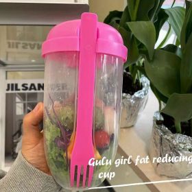1pc Salad Cup; Household Salad Cup; Portable Salad Cup; Lunch Cup (Color: Pink)