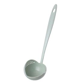 1pc 2 In 1 Filter Spoon Soup Spoon Leak Spoon Long Handle Plastic Large Spoon Hot Pot Spoon Eco-Friendly Kitchen Utensil (Color: Green)