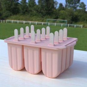 New Summer Ice Cream Tools With Wooden Sticks Silicone Popsicle Molds Custom Mini Silicone (Color: Pink)