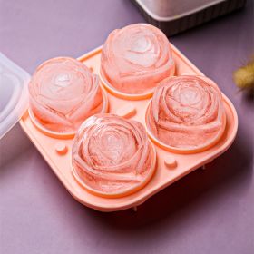 1pc Rose Shaped Ice Cube Tray; Silicone Ice Cube Mold; Kitchen Gadget (Color: Pink)