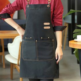 Apron; Waterproof And Oil-proof Apron With Pockets Aprons 29.5in*27.5 (Color: Black)