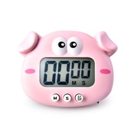 Kitchen Timer; Cute Cartoon Pig Electronic Countdown Timer; LCD Digital (Color: Pink)