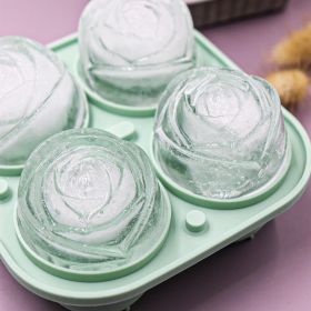 1pc Rose Shaped Ice Cube Tray; Silicone Ice Cube Mold; Kitchen Gadget (Color: Ai Green)