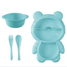 1pc Multi Functional Bear Shaped Dinner Plate Set (Color: Blue)