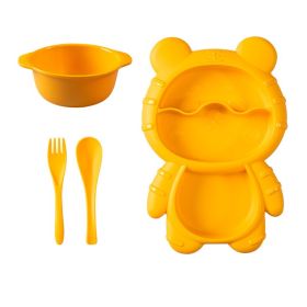 1pc Multi Functional Bear Shaped Dinner Plate Set (Color: Yellow)