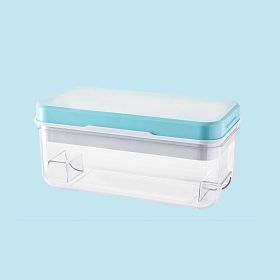 1pc Ice Cube Tray Mold With Lid And Bin; 32-cell Ice Cubes Mold; Ice Tray For Freezer; Ice Freezer Container; Spill-Resistant Removable Lid & Ice Scoo (Color: Blue)