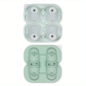 1pc Penguin Model Ice Maker Mold Whiskey Frozen Penguin Ice Cubes Spherical Ice Grid Ice Mold Food Grade Ice Storage Box (Color: 4 Even Penguin Ice Trays - Green)